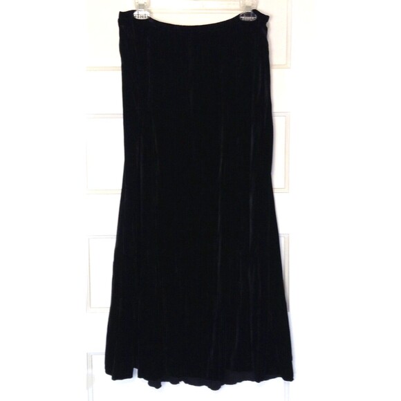 J Jill Skirt M Black Silk Maxi Burnout Crushed Velvet Elastic Waist Goth Witchy - Picture 1 of 13